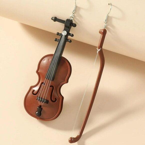 Violin & Bow Mismatch Earrings NWT - Picture 3 of 6